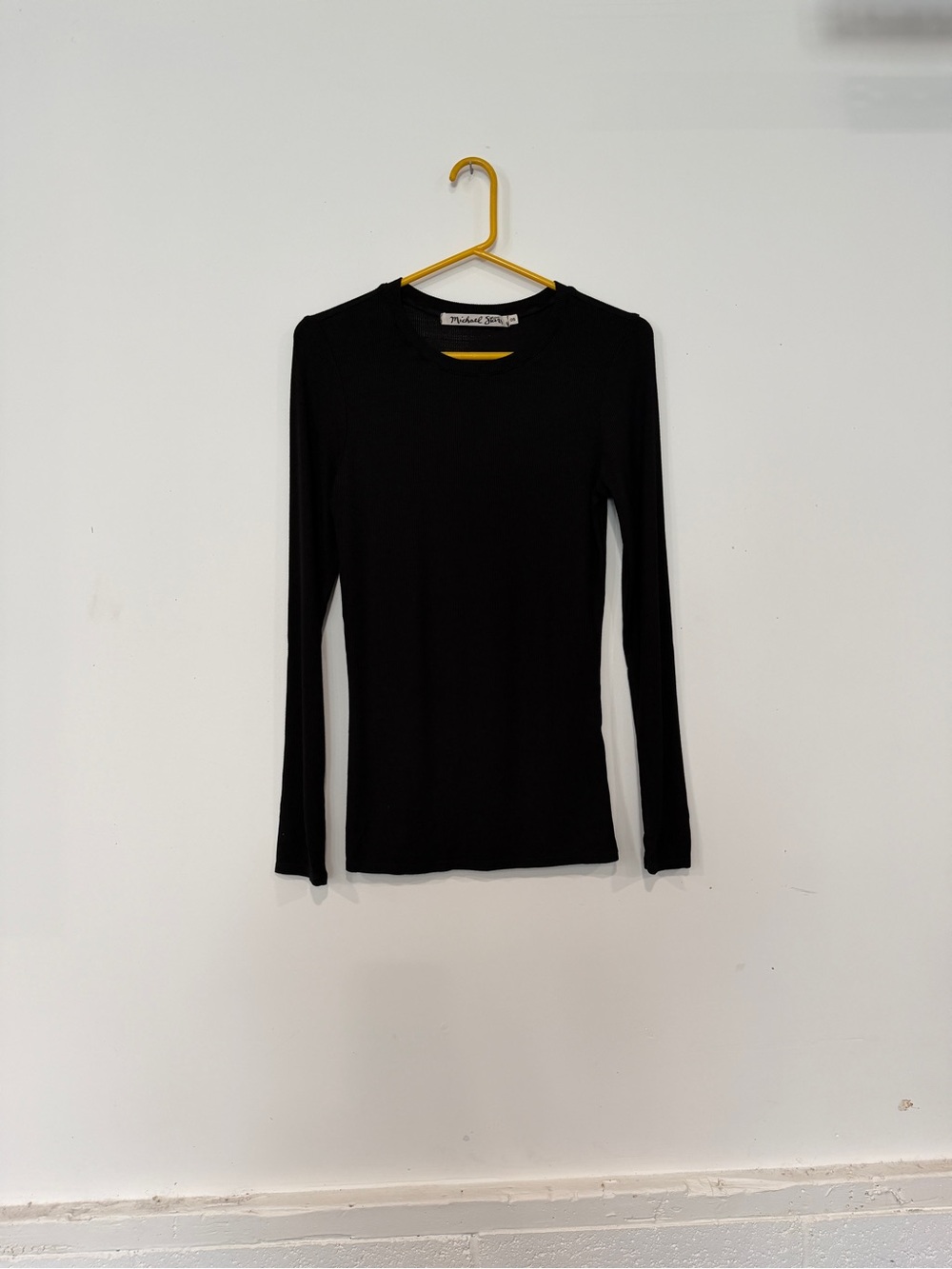 Michael Stars Black 2x1 ribbed Long-Sleeve Crewneck Tee